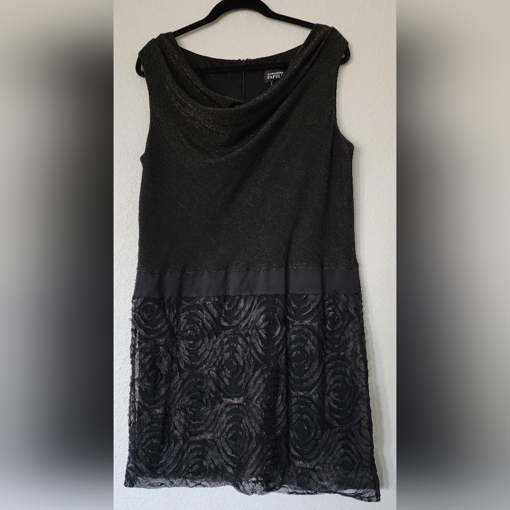 Adrianna Papell Black Gold Evening Dress